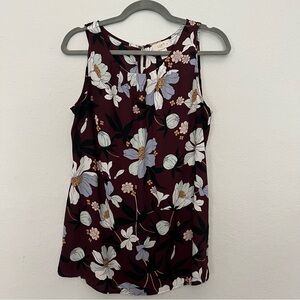 LOFT Burgundy Floral Sleeveless Shell Top